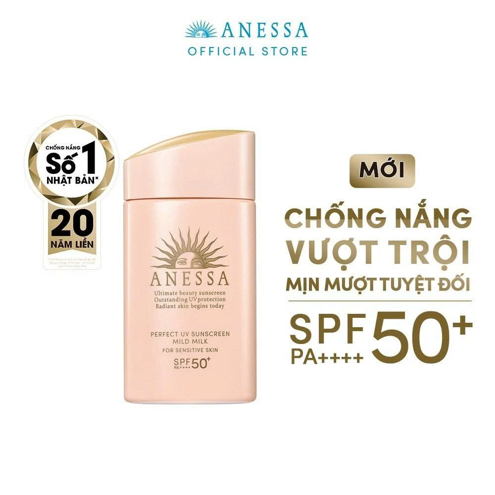 Sữa Chống Nắng Anessa Perfect Uv Sunscreen Mild Milk Dịu Nhẹ Cho Da Nhạy Cảm Và Trẻ Em Spf 50+ Pa++++ 60ml