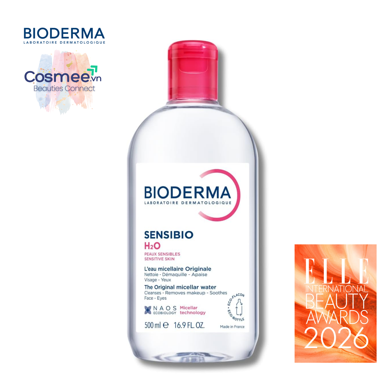 Tẩy Trang BIODERMA Sensibio Hồng 500ml - Nội Địa Pháp