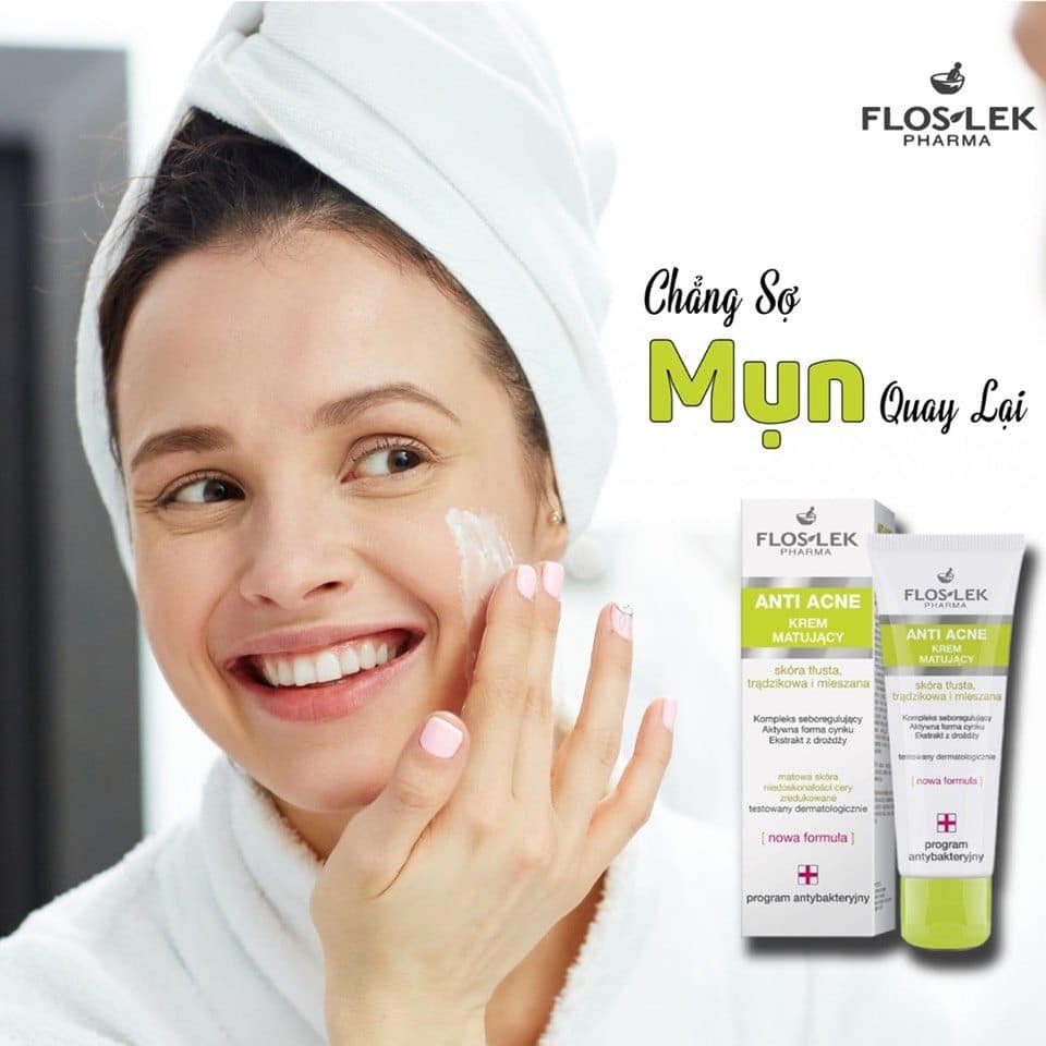 Kem dưỡng Floslek - Anti acne 24h Mattifying Cream 50ml - Nhập Khẩu 50ml