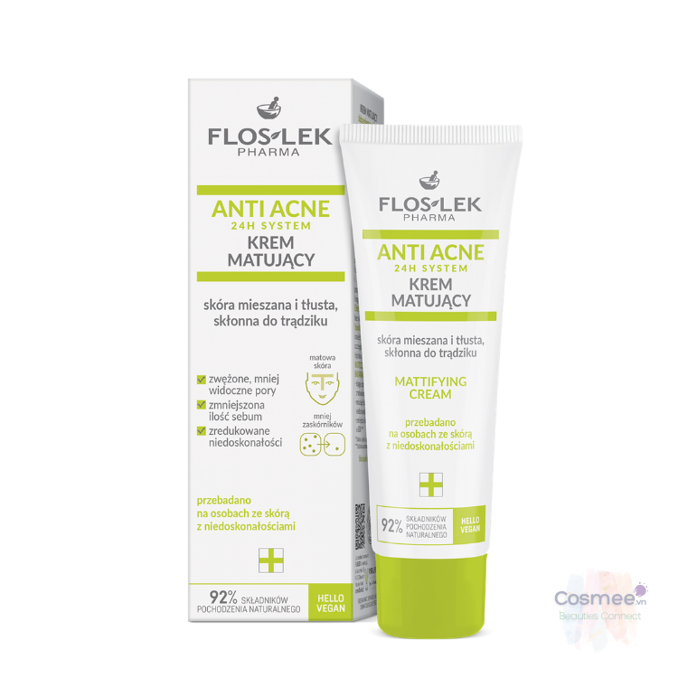 Kem dưỡng Floslek - Anti acne 24h Mattifying Cream 50ml - Nhập Khẩu 50ml