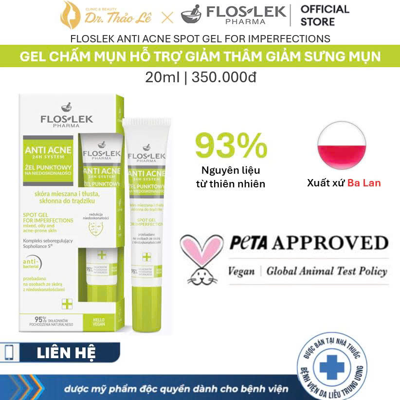 [CHÍNH HÃNG] Gel chấm mụn Floslek Anti Acne Spot Gel - Đặc trị mụn, giảm sưng viêm 20ml