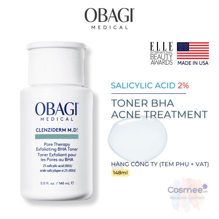 BHA OBAGI NEW - Toner tẩy tế bào chết BHA 2% OBAGI Clenziderm MD Pore Therapy