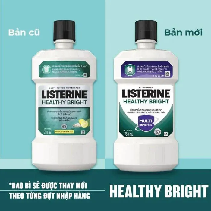 Nước Súc Miệng LISTERINE Healthy Bright Giúp Trắng Răng, Cho Hơi Thở Thơm Mát 750ml