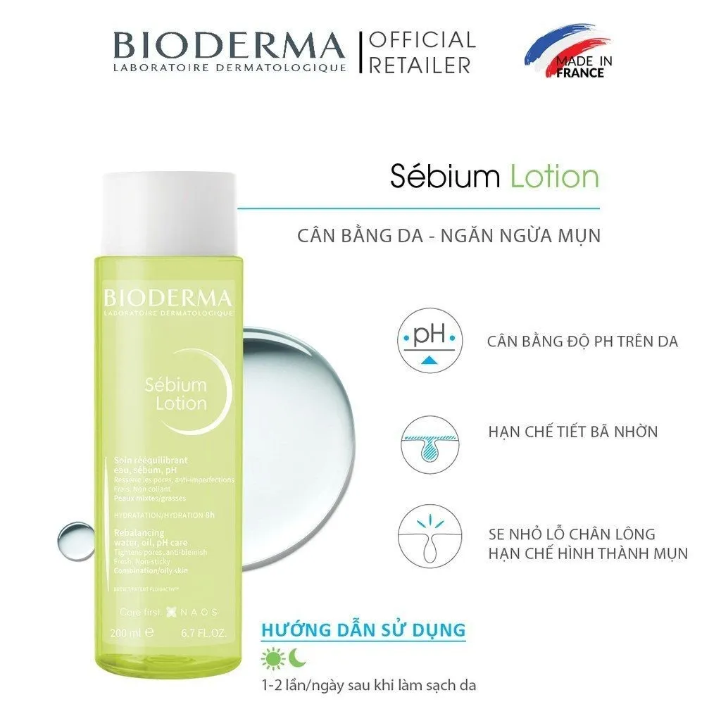Nước Hoa Hồng BIODERMA Sebium Lotion Giúp Cân Bằng Độ PH, Dưỡng Ẩm Cho Da