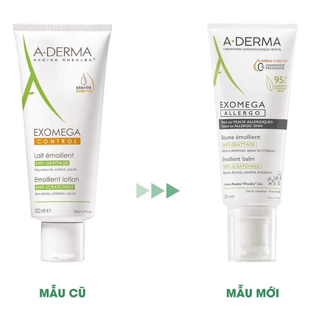 A-DERMA Kem Dưỡng Aderma Exomega Allergo Emollient Balm Cho Da Khô, Rất Khô, Da Cơ Địa 200ML