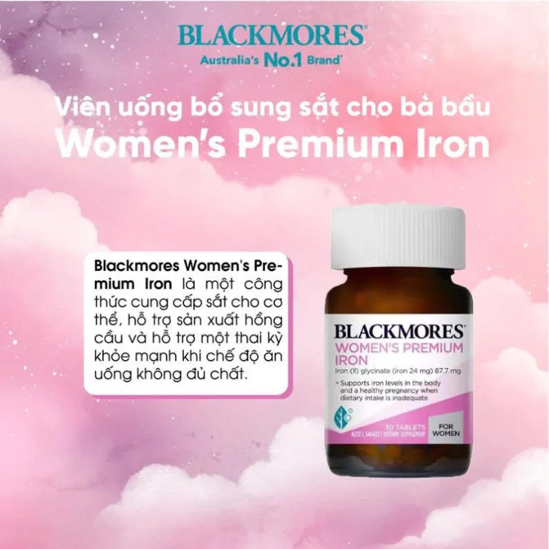 Blackmores Women’s Premium Iron Viên uống bổ sung sắt cho mẹ bầu - 30 Tablets