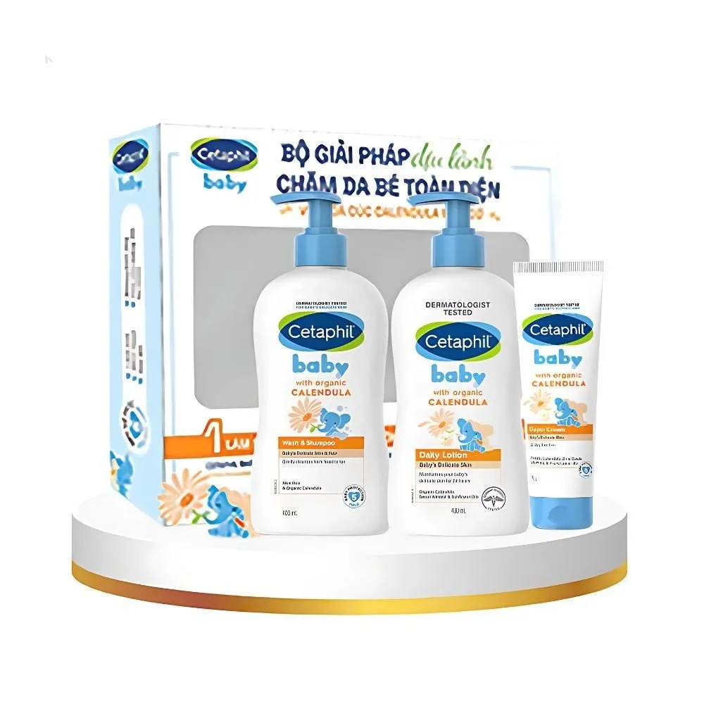 Bộ Chăm Da Toàn Diện CETAPHIL Baby Sữa Tắm Gội & Lotion & Kem Hăm Dịu Lành Cho Da Bé