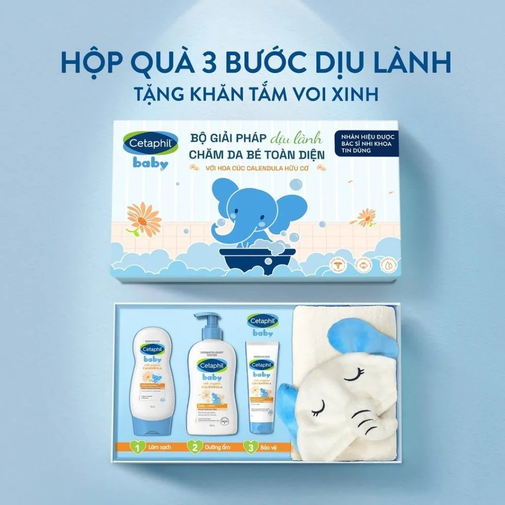 Bộ Chăm Da Toàn Diện CETAPHIL Baby Sữa Tắm Gội & Lotion & Kem Hăm Dịu Lành Cho Da Bé