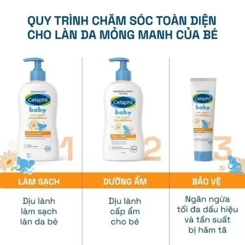 Bộ Chăm Da Toàn Diện CETAPHIL Baby Sữa Tắm Gội & Lotion & Kem Hăm Dịu Lành Cho Da Bé