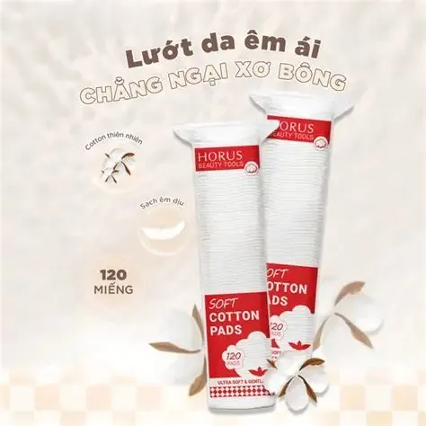 Bông tẩy trang HORUS Soft Cotton Pads Mềm Mại Giúp Làm Sạch Êm Dịu 120 Miếng