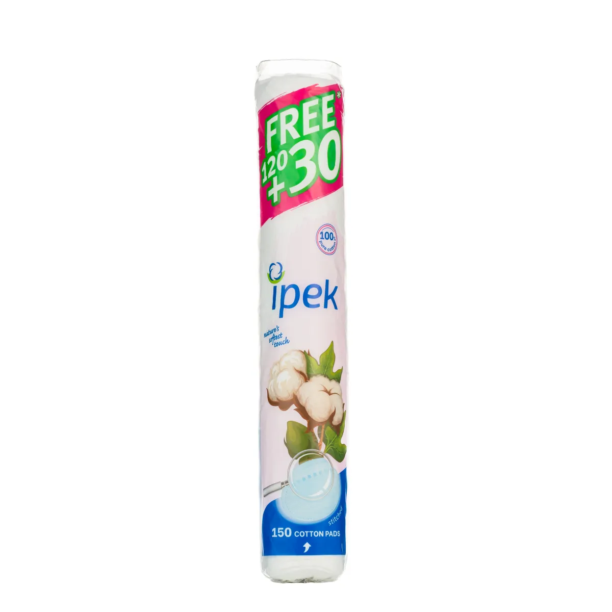 Bông Tẩy Trang IPEK Từ Cotton Tự Nhiên Mềm Nhẹ, Không Để Lại Xơ Bông 120+30 Pcs