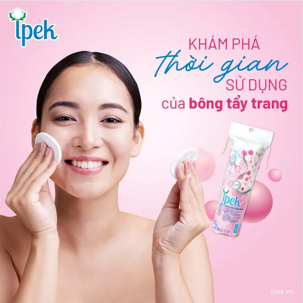 Bông Tẩy Trang IPEK Từ Cotton Tự Nhiên Mềm Nhẹ, Không Để Lại Xơ Bông 120+30 Pcs