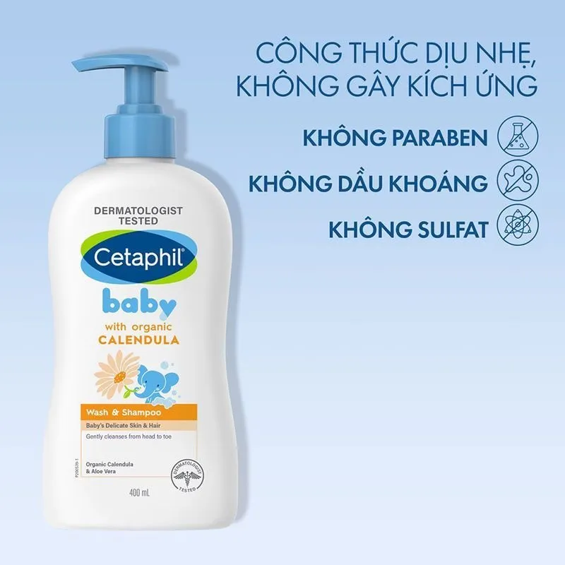 COMBO Cetaphil Baby With Organic Calendula Tắm Gội Cetaphil Baby & Sữa Dưỡng Da Mềm Mịn Cho Bé