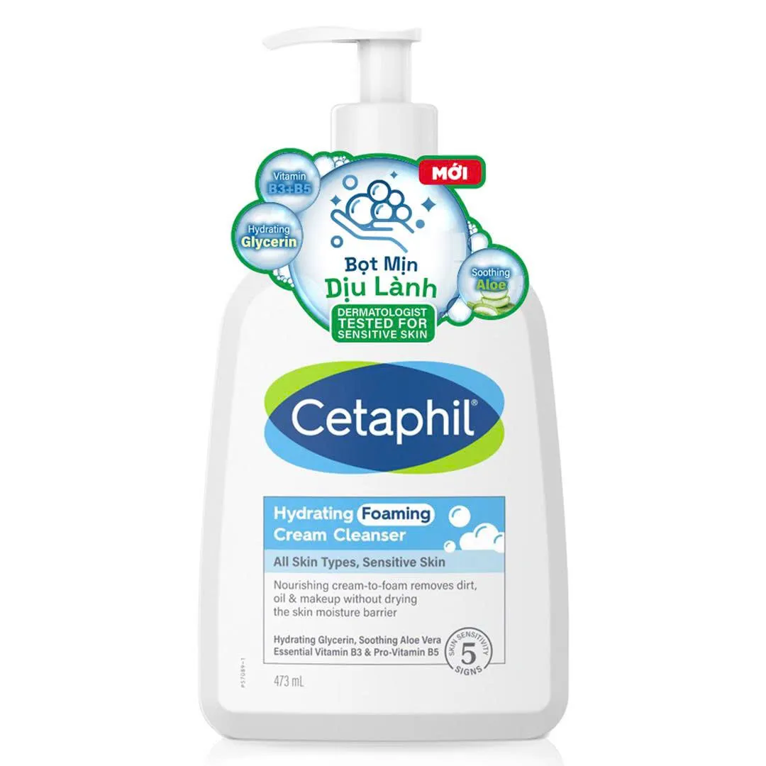 Sữa Rửa Mặt Tạo Bọt Cetaphil Hydrating Foaming Cream Cleanser Dịu Lành Cho Da Nhạy Cảm 473ml