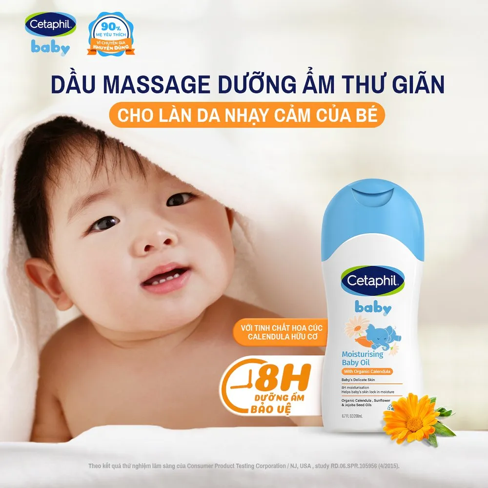 Dầu Massage CETAPHIL Baby Moisturising Baby Oil Dưỡng Ẩm Mềm Mại,Cung Cấp Dưỡng Chất Cho Da Bé 200ml