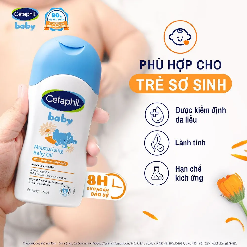 Dầu Massage CETAPHIL Baby Moisturising Baby Oil Dưỡng Ẩm Mềm Mại,Cung Cấp Dưỡng Chất Cho Da Bé 200ml