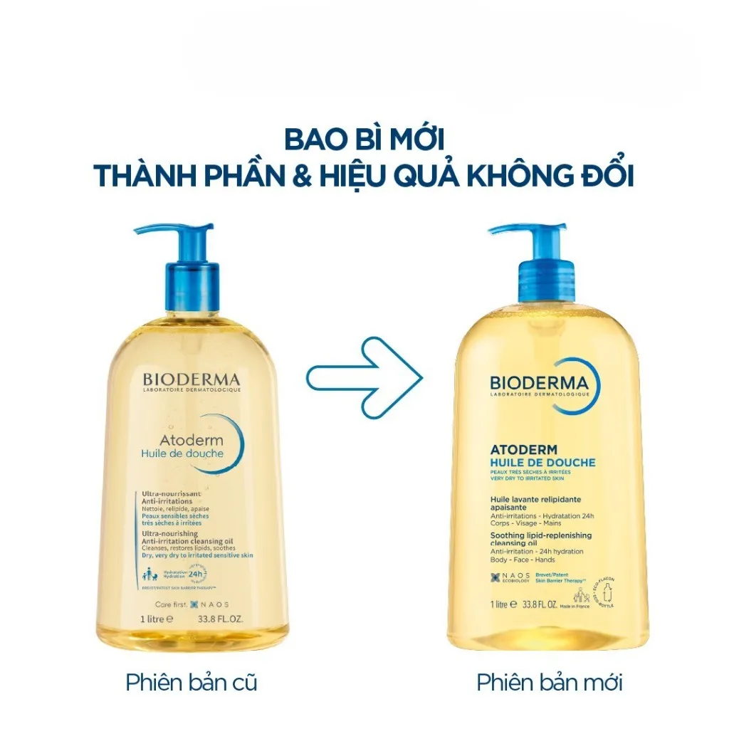 Dầu Tắm BIODERMA Atoderm Huile De Douche Làm Sạch, Dịu Da - Family size 1L