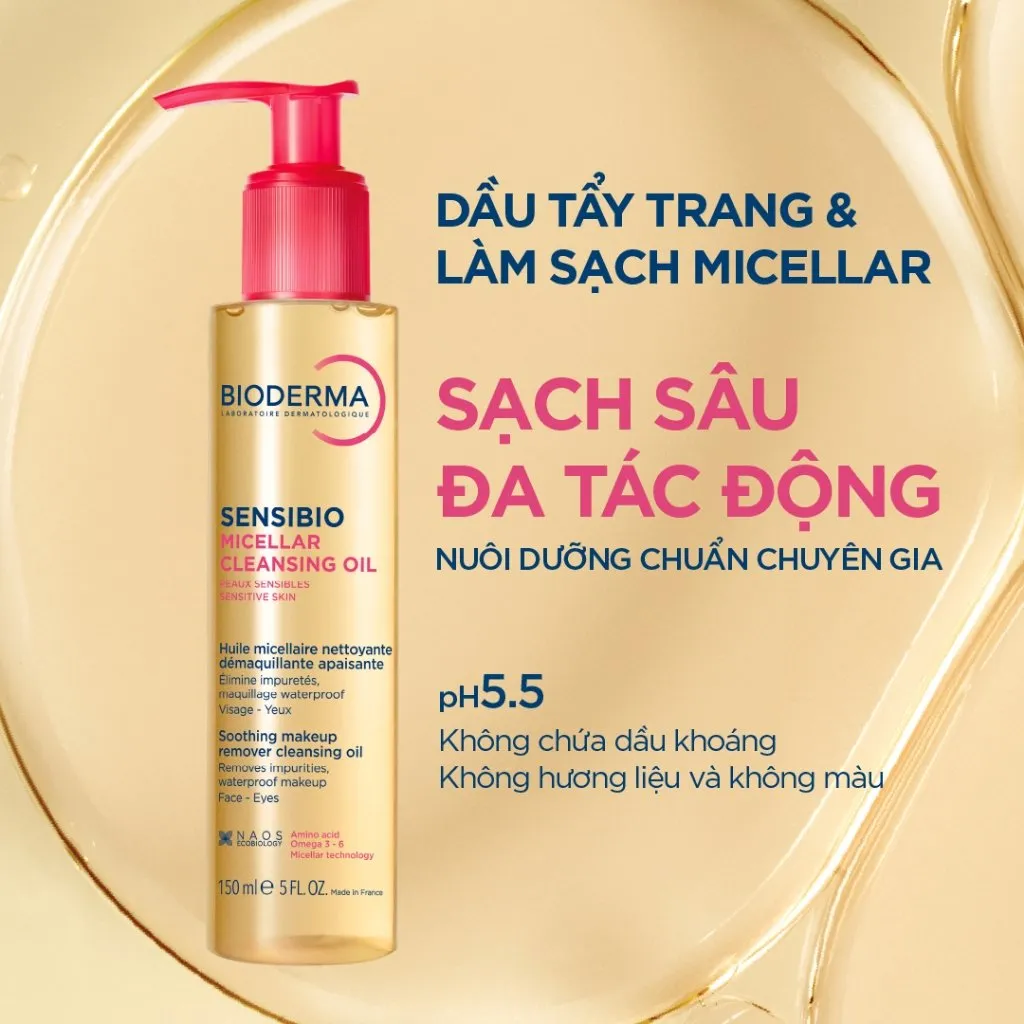 Dầu Tẩy Trang BIODERMA Sensibio Micellar Cleansing Oil Cho Da Khô, Nhạy Cảm 150ml