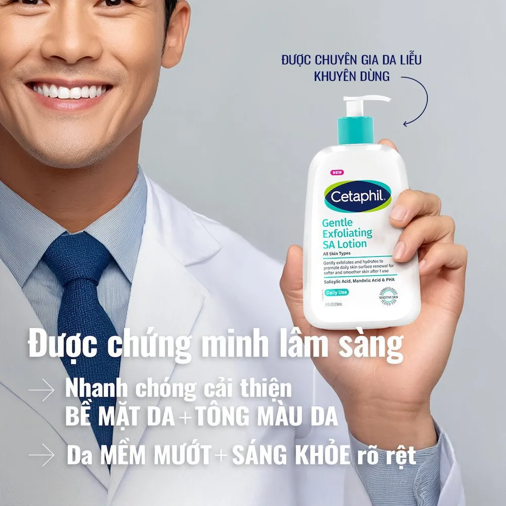 Dưỡng Ẩm CETAPHIL Gentle Exfolioating SA Lotion Tẩy Tế Bào Chết Dịu Nhẹ Cho Da Mụn Nhạy Cảm 236ml