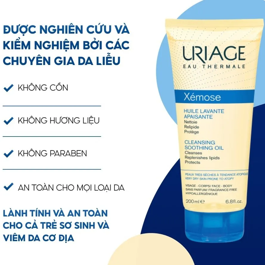 Gel Làm Sạch URIAGE Xémose Huile Lavante Apaisante Làm Sạch Dạng Gel Oil