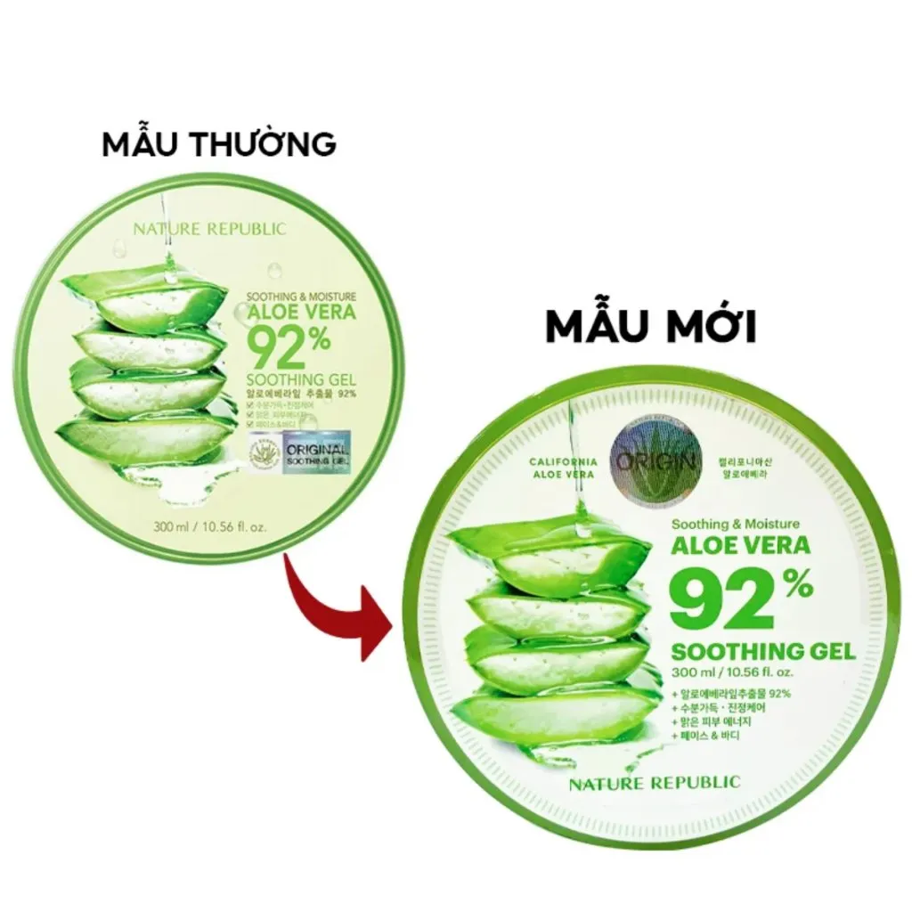 Gel Nha Đam Nature Republic Soothing & Moisture Aloe Vera 92% Kem dưỡng ẩm và làm dịu da 300ml