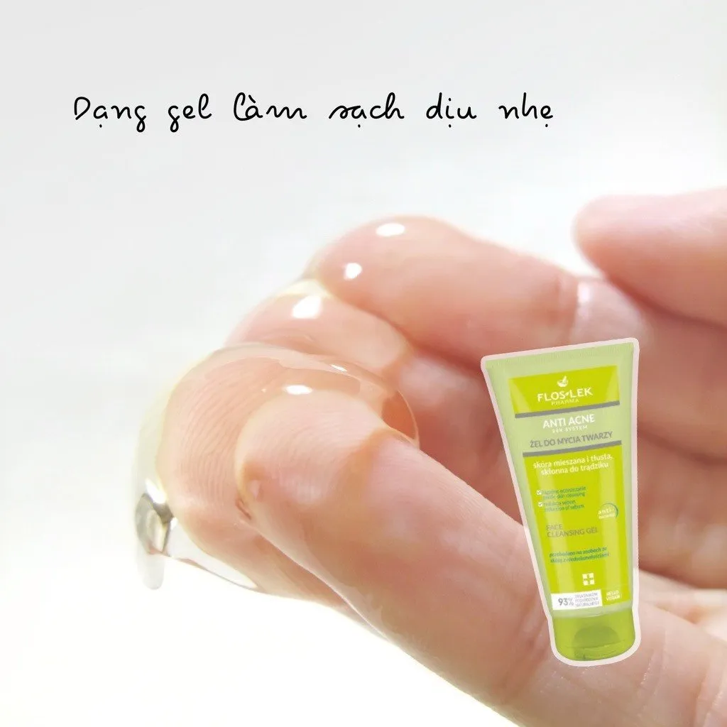 Gel Rửa Mặt FLOSLEK Anti Acne Giúp Da Sạch Sâu, Hỗ Trợ Giảm Mụn Đầu Đen, Dầu Thừa 200ml