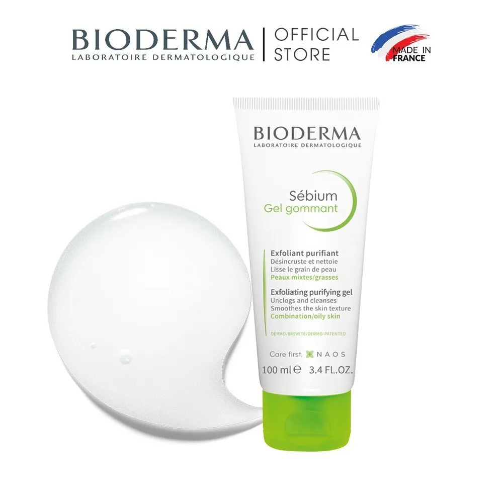 Gel Tẩy Tế Bào Chết Bioderma Sebium Gel Gommant Làm Sạch, Thông Thoáng Cho Da Dầu Mụn 100ml