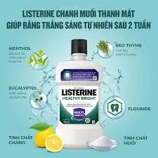 Nước Súc Miệng LISTERINE Healthy Bright Giúp Trắng Răng, Cho Hơi Thở Thơm Mát 750ml