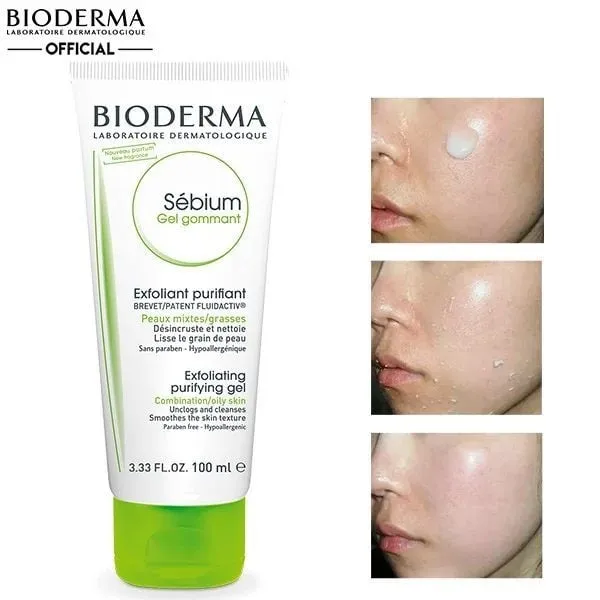 Gel Tẩy Tế Bào Chết Bioderma Sebium Gel Gommant Làm Sạch, Thông Thoáng Cho Da Dầu Mụn 100ml