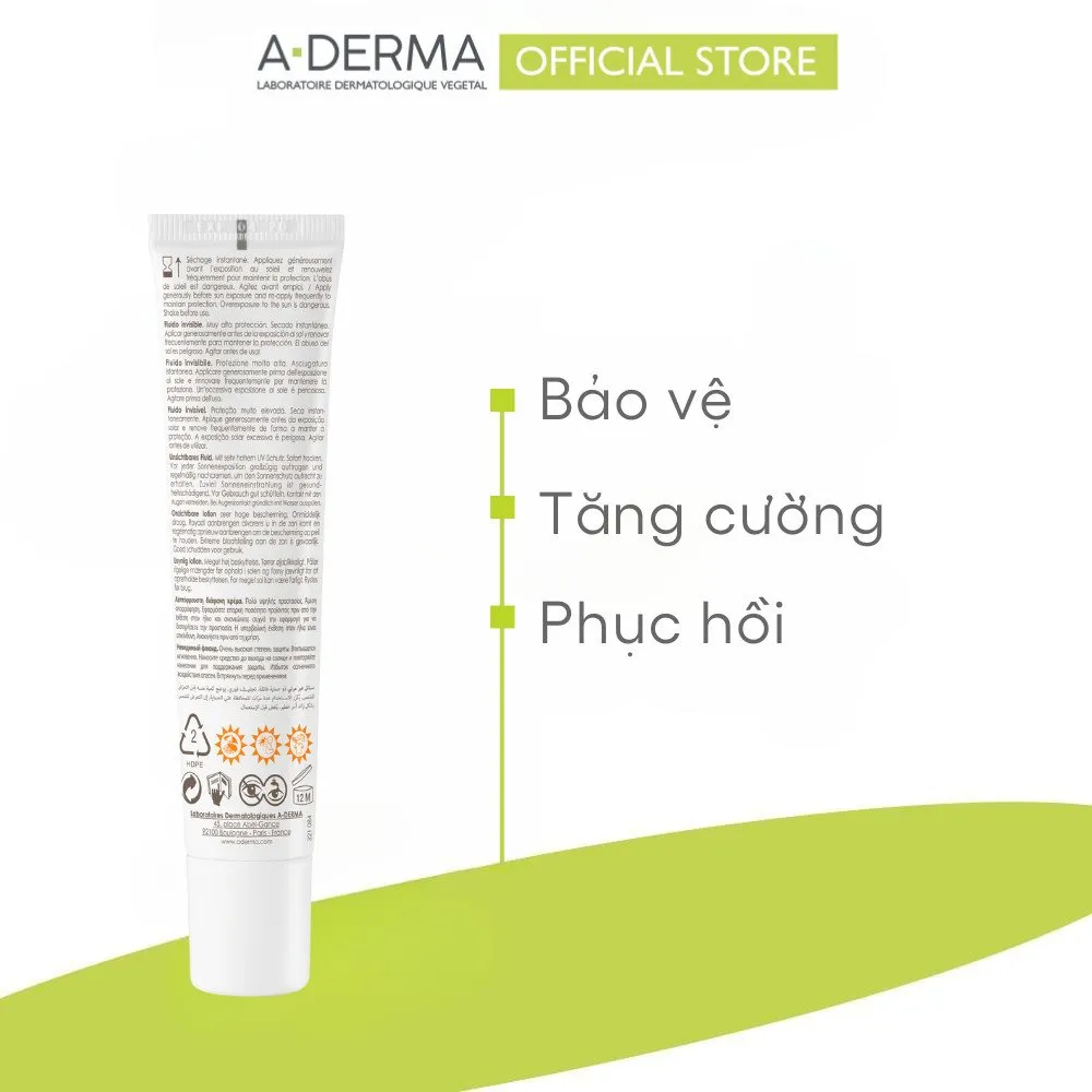 Kem Chống Nắng A-DERMA Protect Invisible Fluide SPF50+ Dành Cho Da Mỏng Manh