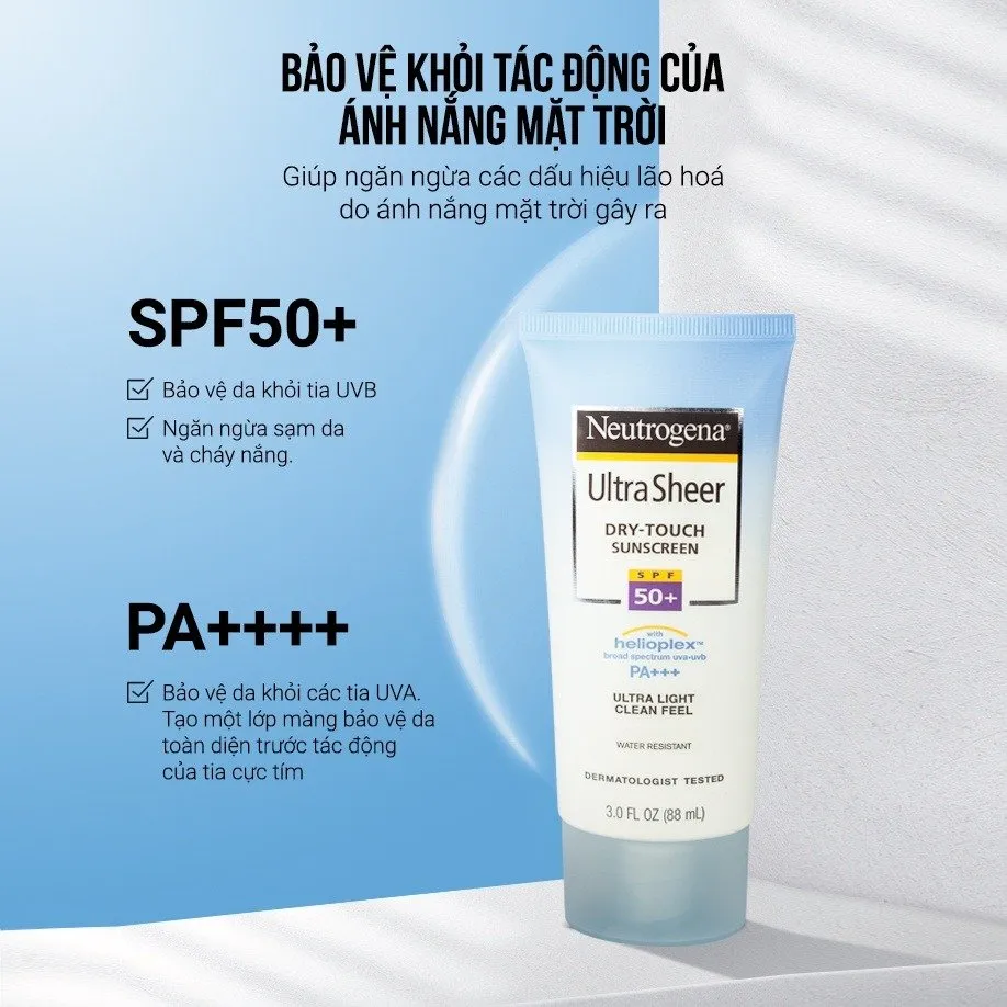Kem Chống Nắng NEUTROGENA Ultra Sheer Dry Touch Sunblock SPF 50 PA+ Khô Thoáng 88mL