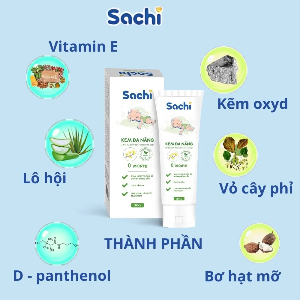 Kem Đa Năng SACHI Hỗ Trợ Giảm Hăm Da, Khô Da, Làm Dịu Bỏng, Nhanh Lành Vết Thương, Tuýp 20g