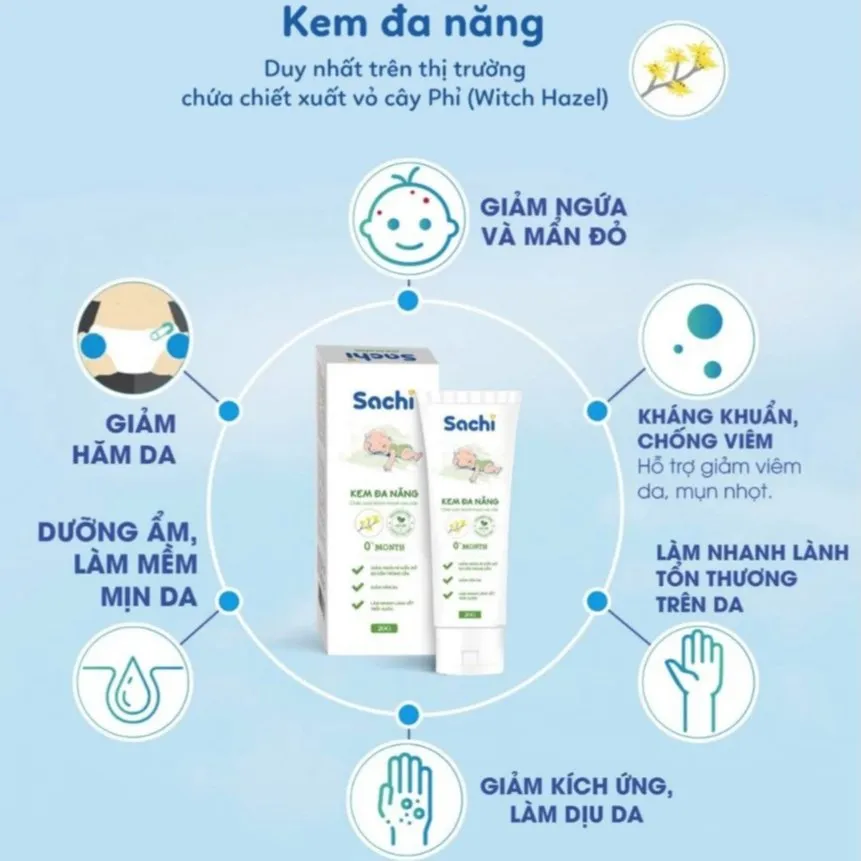 Kem Đa Năng SACHI Hỗ Trợ Giảm Hăm Da, Khô Da, Làm Dịu Bỏng, Nhanh Lành Vết Thương, Tuýp 20g