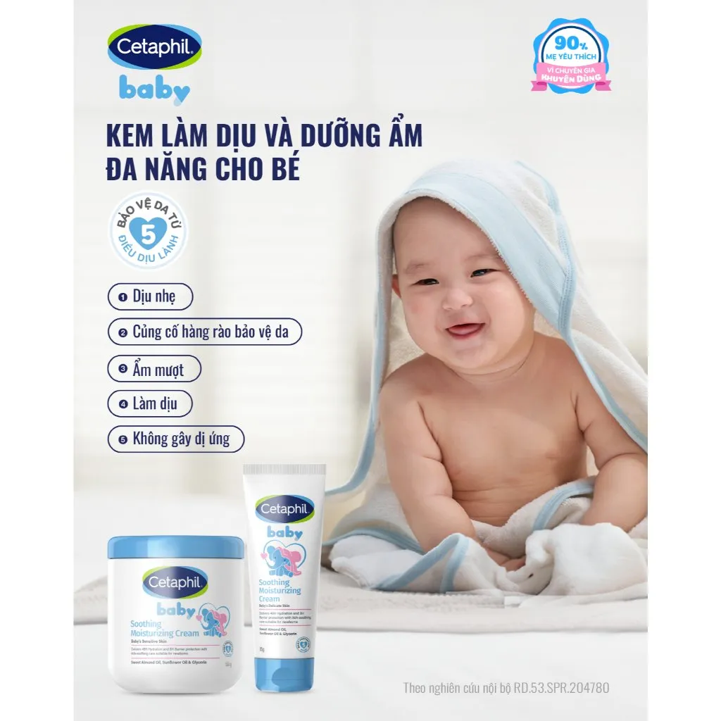 Kem Dưỡng Đa Năng CETAPHIL Baby Soothing & Moisturising Cream Làm Dịu & Dưỡng Ẩm Da Cho Bé 556g
