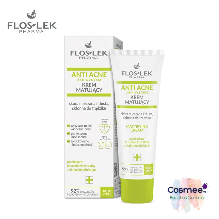 Kem dưỡng Floslek Anti Acne 24h System Mattifying Cream