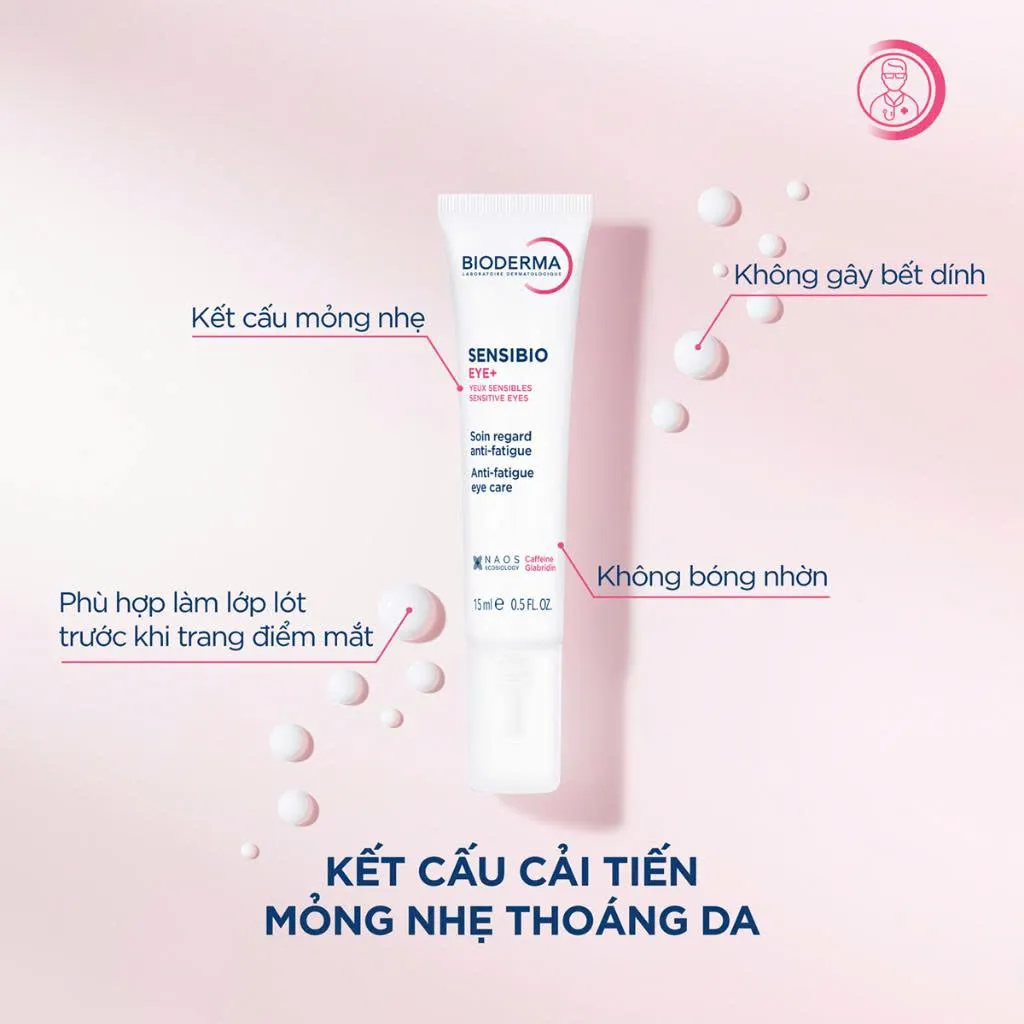 Kem Mắt BIODERMA Sensibio Eye Dưỡng Ẩm, Giảm Thâm, Nếp Nhăn Và Bọng Mắt 15ml