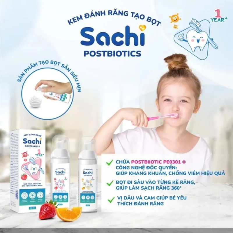 Kem Đánh Răng SACHI Làm Sạch Mảng Bám, Giúp Chắc Khỏe Răng Cho Trẻ Từ 12 Tháng Tuổi