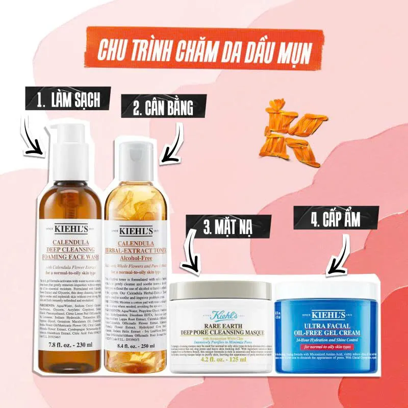 Nước cân bằng hoa cúc Kiehl's Calendula Herbal Extract Alcohol-Free Toner 125ml