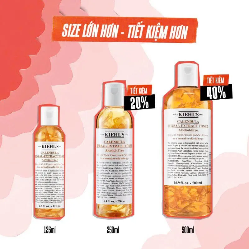 Nước cân bằng hoa cúc Kiehl's Calendula Herbal Extract Alcohol-Free Toner 125ml