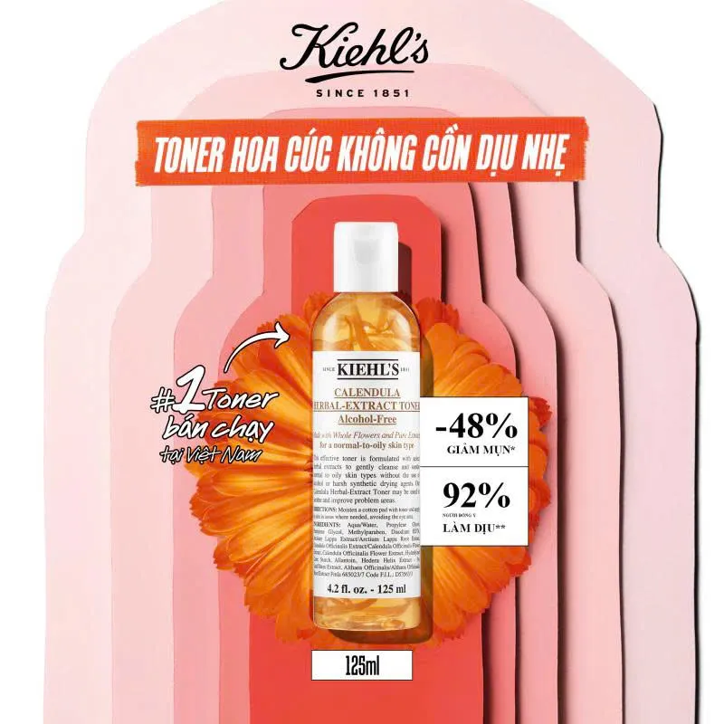 Nước cân bằng hoa cúc Kiehl's Calendula Herbal Extract Alcohol-Free Toner 125ml