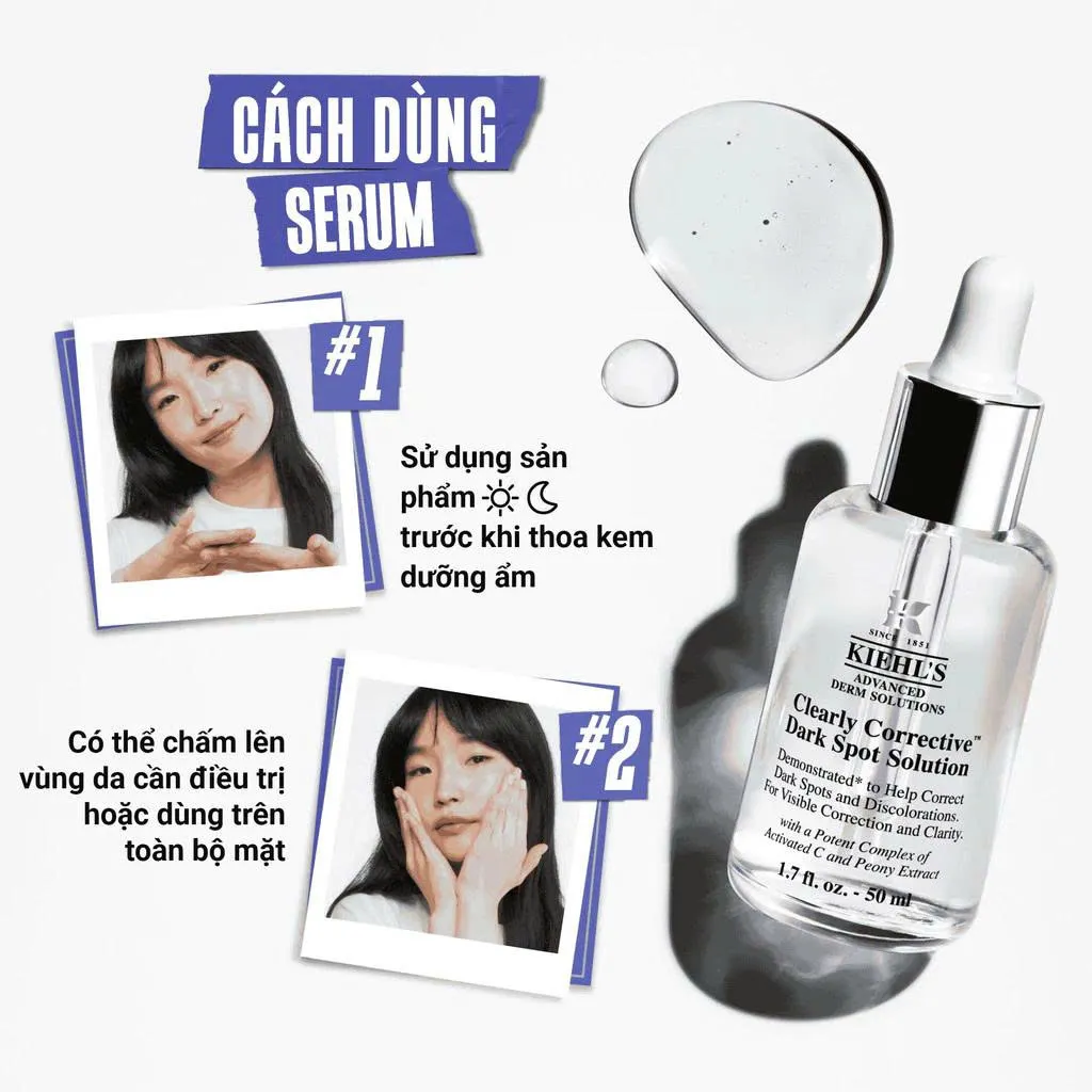 Serum Vitamin C làm sáng da & mờ thâm mụn Kiehl's Clearly Corrective™ Dark Spot Solution 50ml