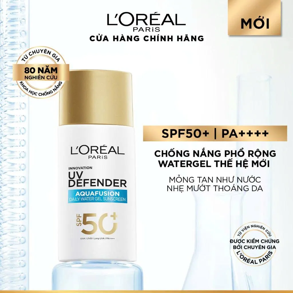 Chống Nắng Loreal Paris Water Gel UV Defender Aquafusion Daily 50+ PA++++ 60ml