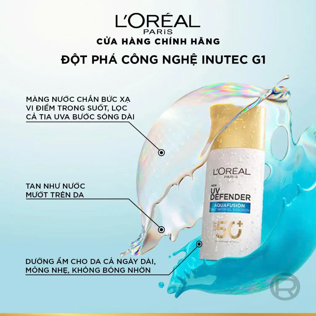 Chống Nắng Loreal Paris Water Gel UV Defender Aquafusion Daily 50+ PA++++ 60ml