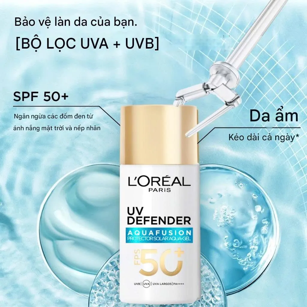 Chống Nắng Loreal Paris Water Gel UV Defender Aquafusion Daily 50+ PA++++ 60ml