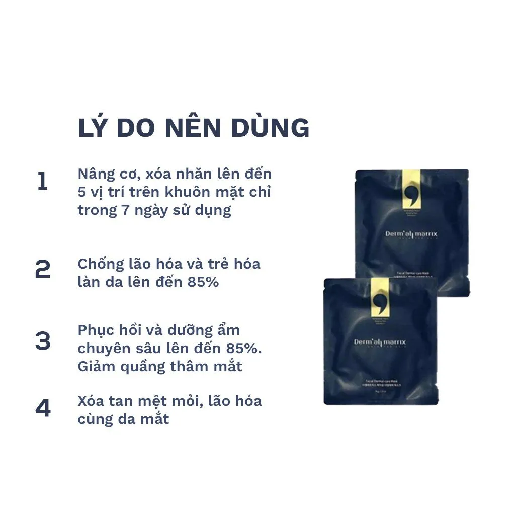 Mặt Nạ Derm All Matrix Dưỡng Trắng, Nâng Cơ, Cấp Nước Tức Thời - Hộp 4 Miếng