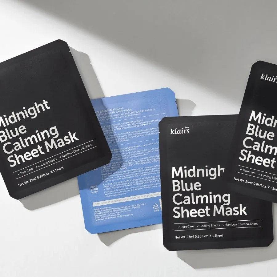 Mặt nạ KLAIRS Midnight Blue Calming Sheet Dịu Da, Giảm Nhờn & Giảm Mụn Đầu Đen 25ml