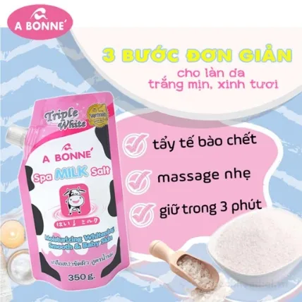ABONNE Muối Tắm Tẩy Tế Bào Chết Spa - A Bonne Spa Milk Salt Làm Trắng & Mềm Mịn Da 350g