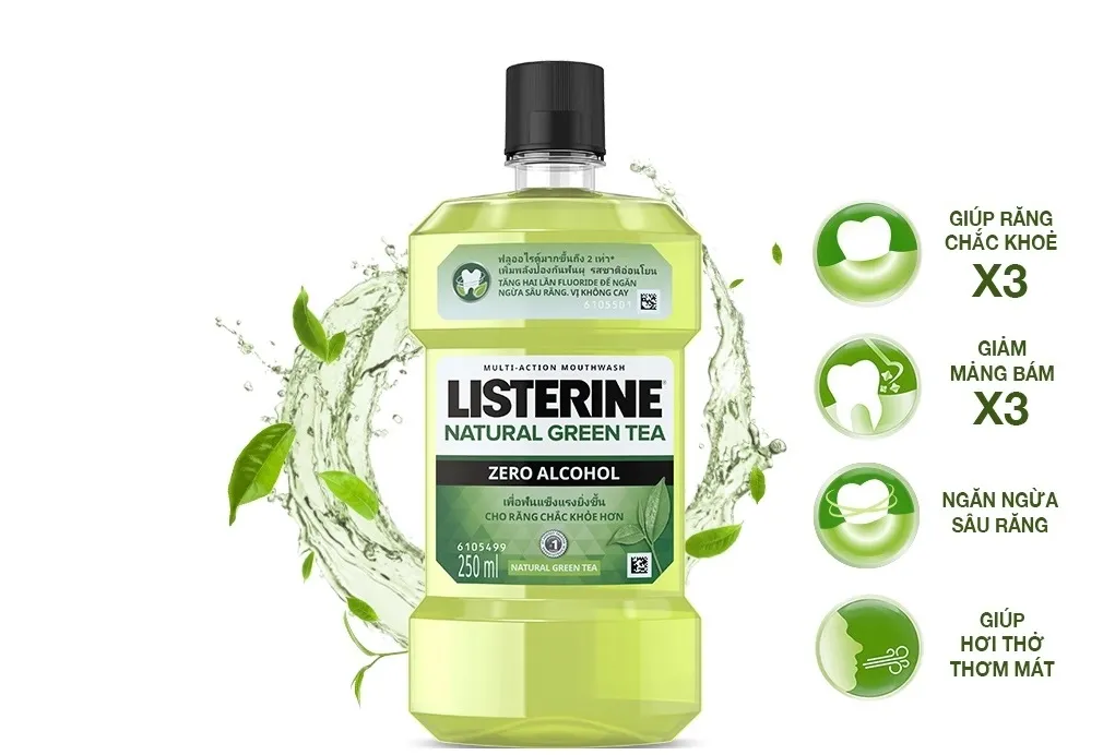 Nước Súc Miệng LISTERINE Green Tea Zero Bảo Vệ Răng Miệng Suốt 24 Giờ