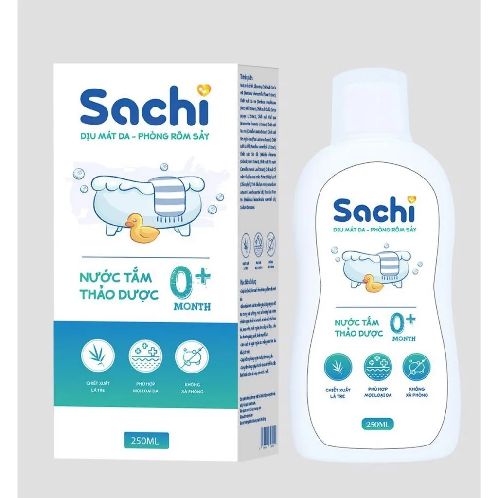 Nước Tắm Thảo Dược SACHI Hỗ Trợ Giảm Rôm Sảy, Cảm Cúm, Cảm Lạnh 250ml