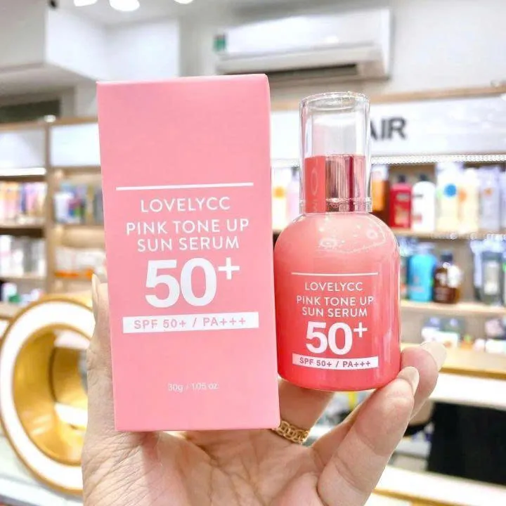 Serum chống nắng Lovely CC Pink Tone Up Sun Serum SPF 50+ PA+++ Nâng Tone Da Trắng Hồng 30ml